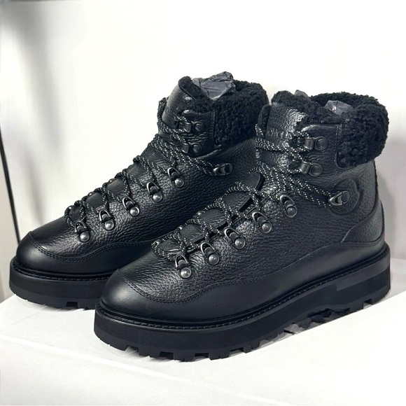 Moncler Shoes - Moncler Peka Trek Leather Shearling Hiking Combat Boots Booties Size 7 New
